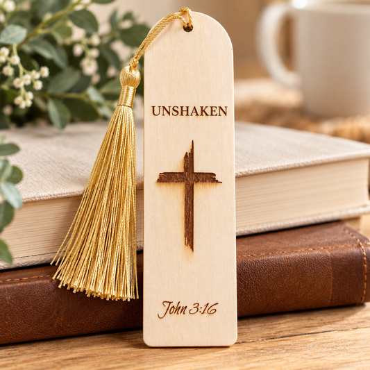 Unshaken Wooden Christian Bookmark